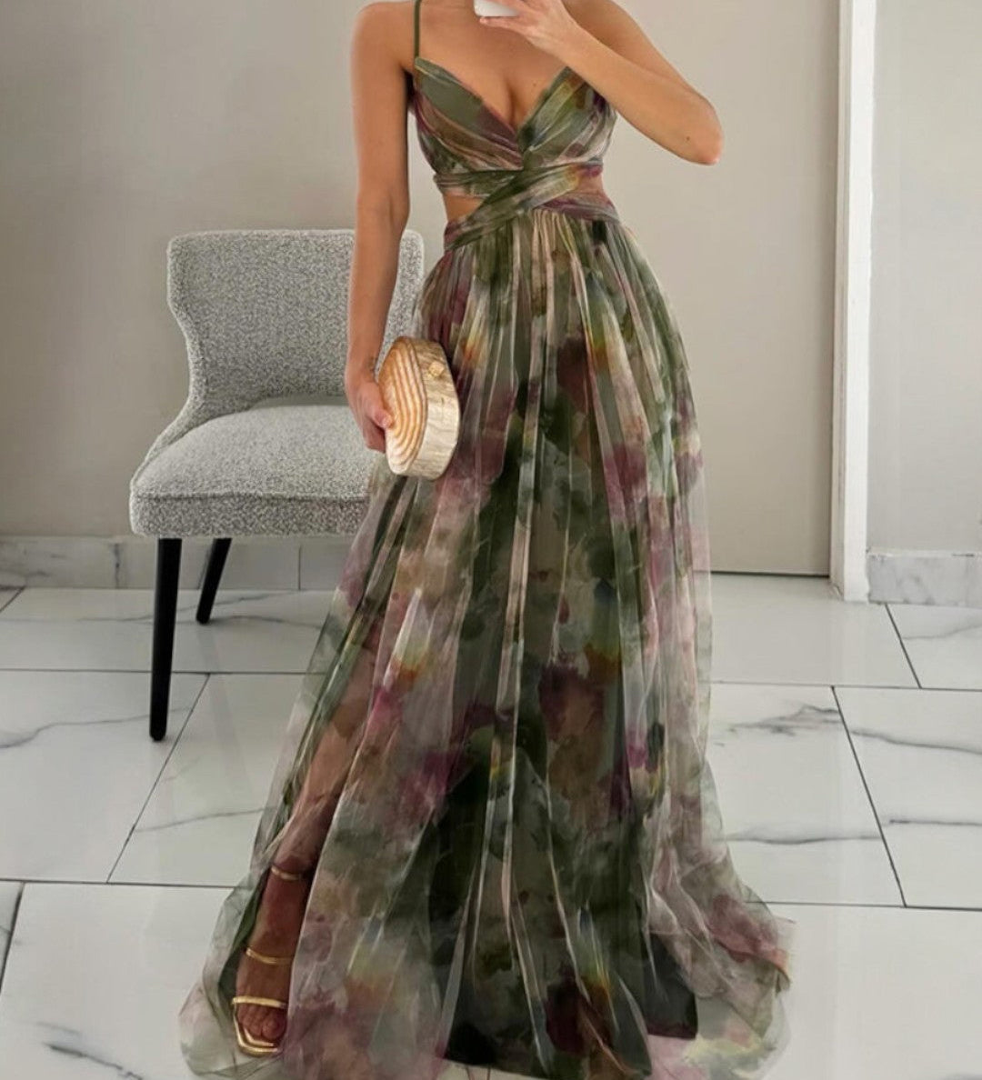 Giselle | Lummav maxi ruha virágmintával