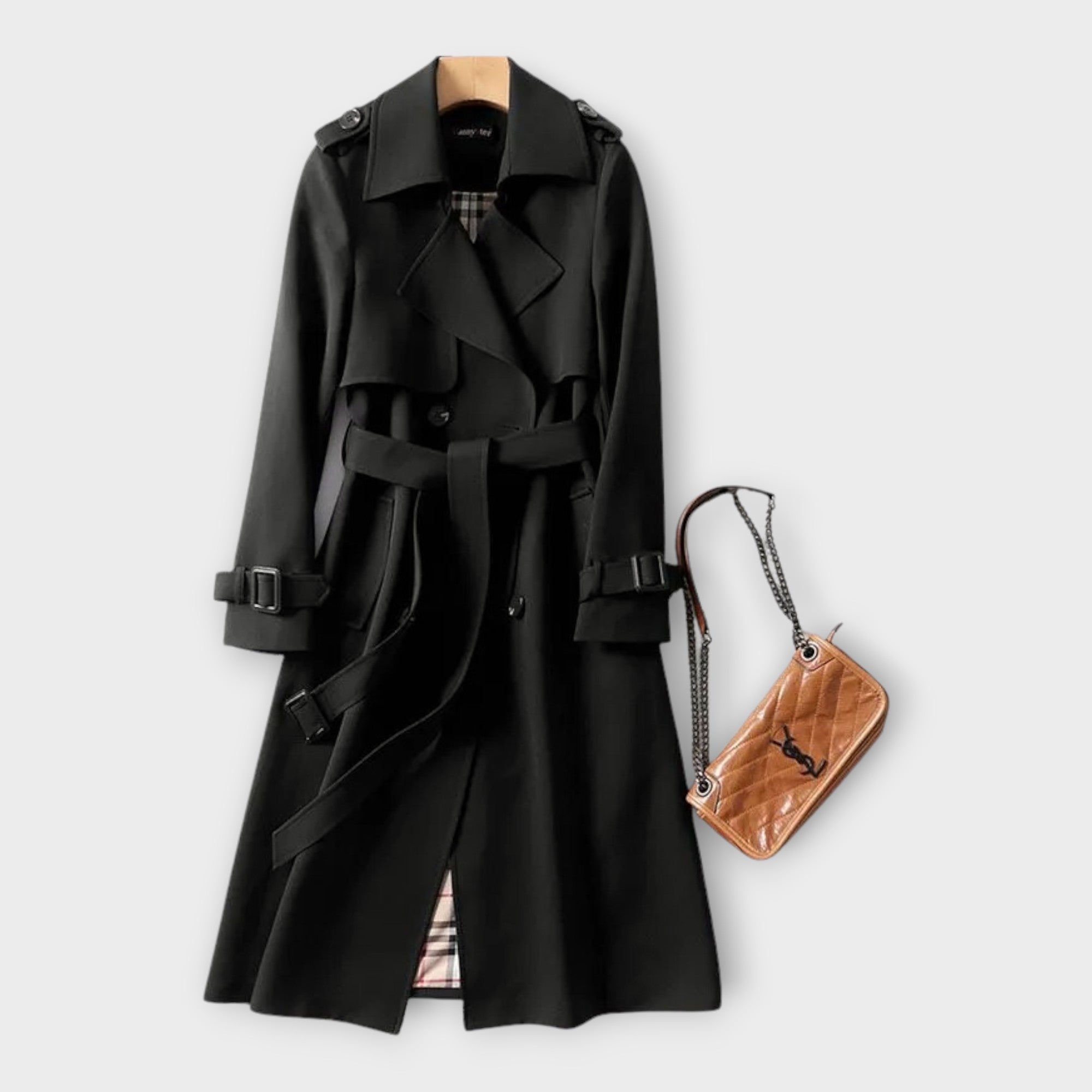 Merike | Klasszikus hosszú trench kabát övvel