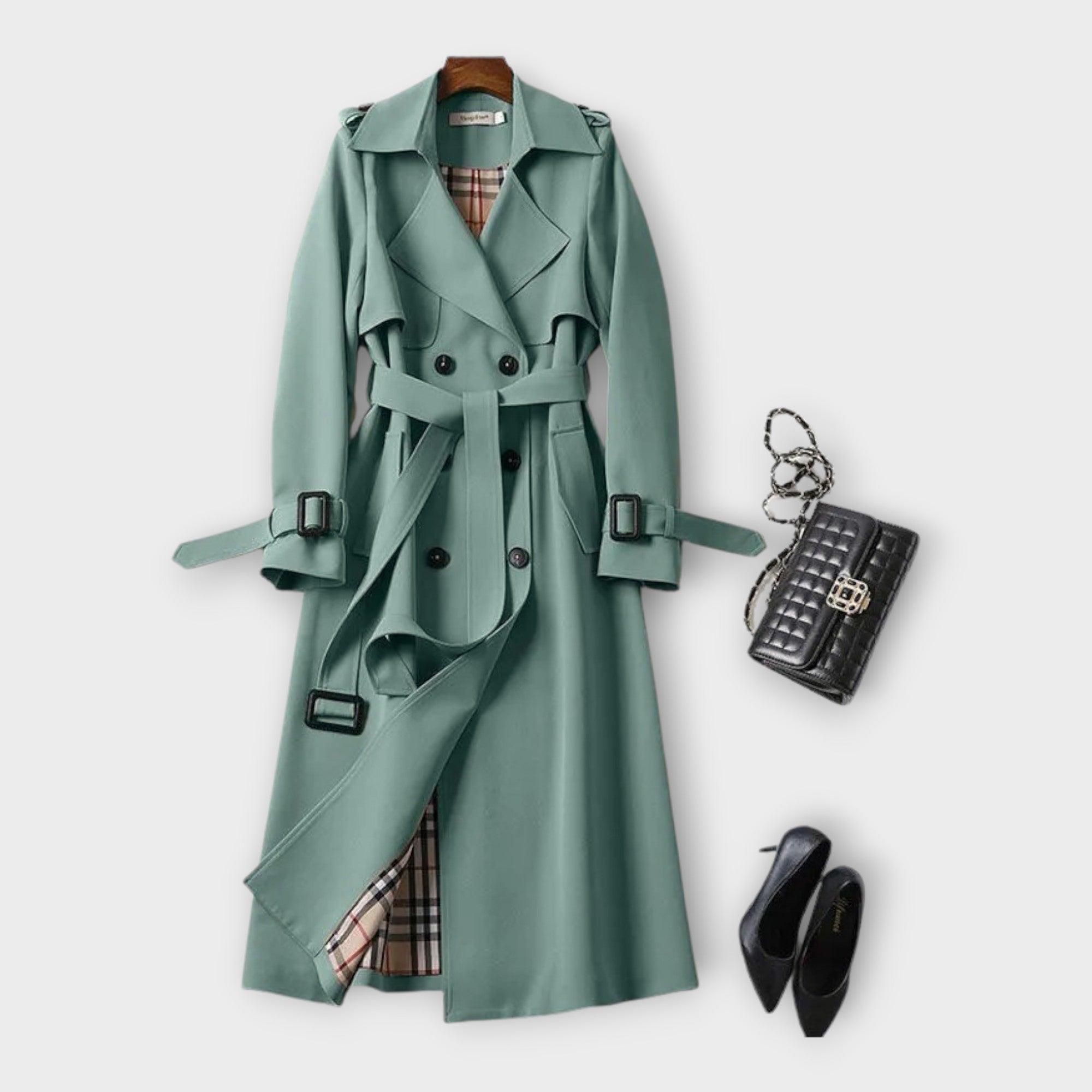 Merike | Klasszikus hosszú trench kabát övvel