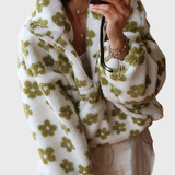 Clara | Meleg, virágmintás, fél magas nyakú fleece pulóver