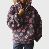 Clara | Meleg, virágmintás, fél magas nyakú fleece pulóver