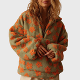 Clara | Meleg, virágmintás, fél magas nyakú fleece pulóver