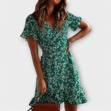 Dalila | Rövid boho ruha zöldben