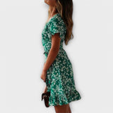 Dalila | Rövid boho ruha zöldben