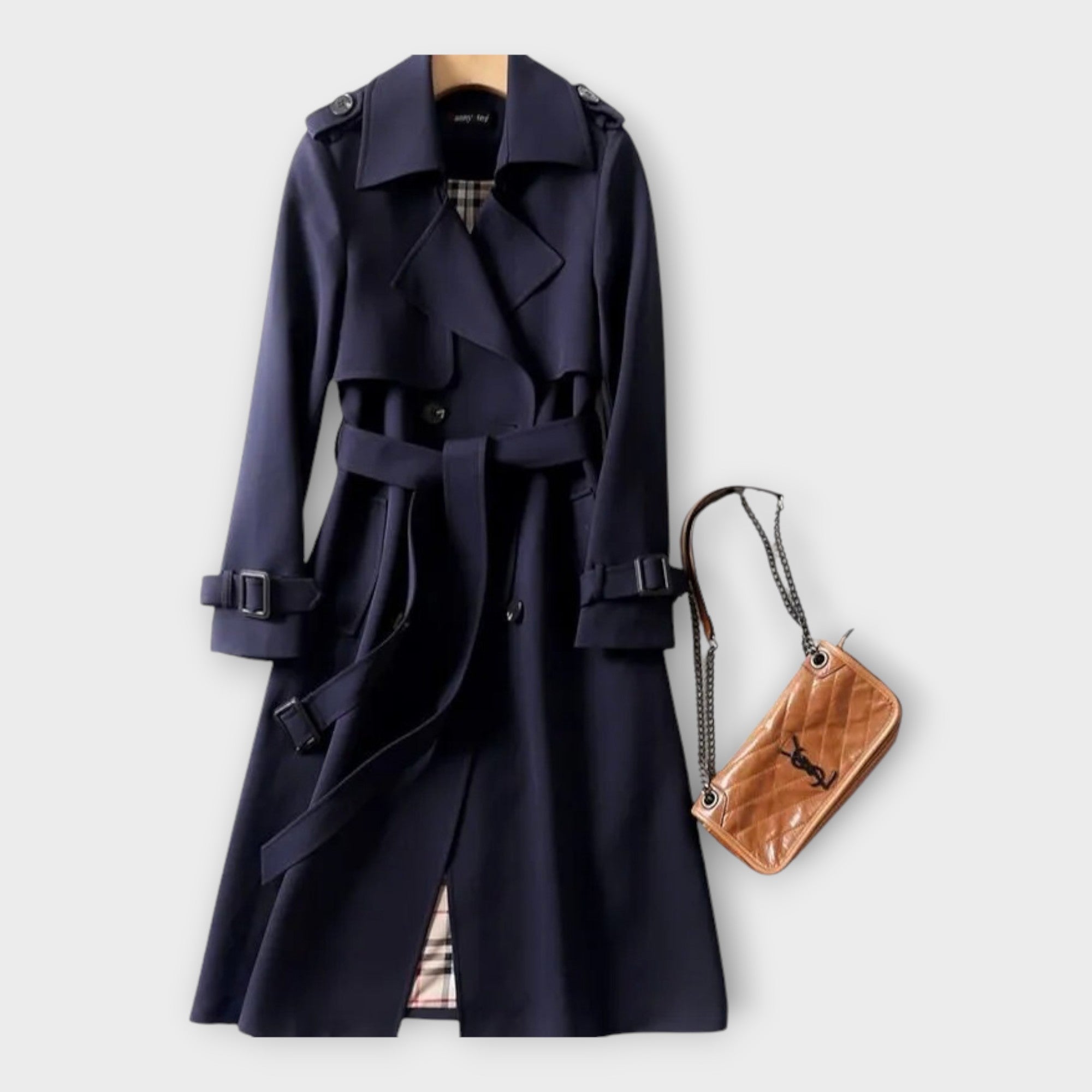 Merike | Klasszikus hosszú trench kabát övvel