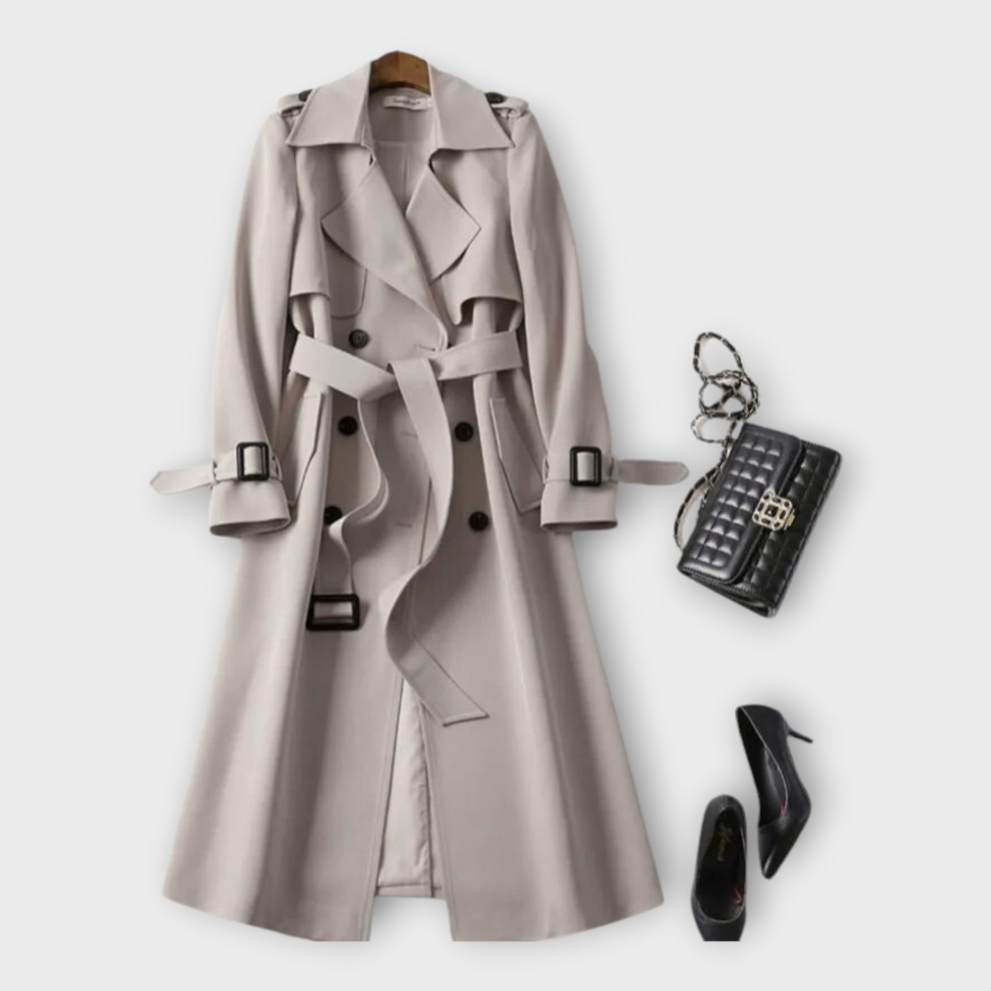 Merike | Klasszikus hosszú trench kabát övvel